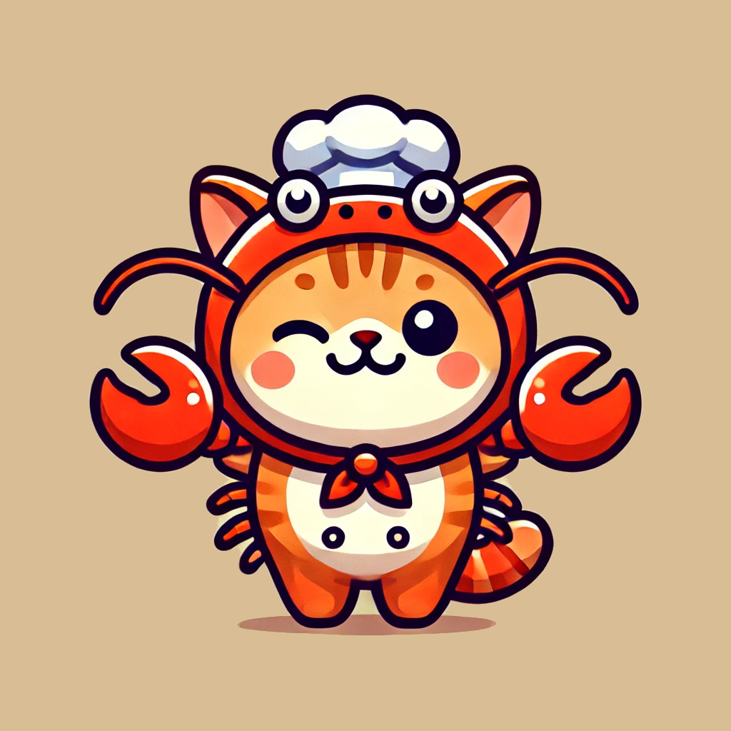 Cat in lobster costume